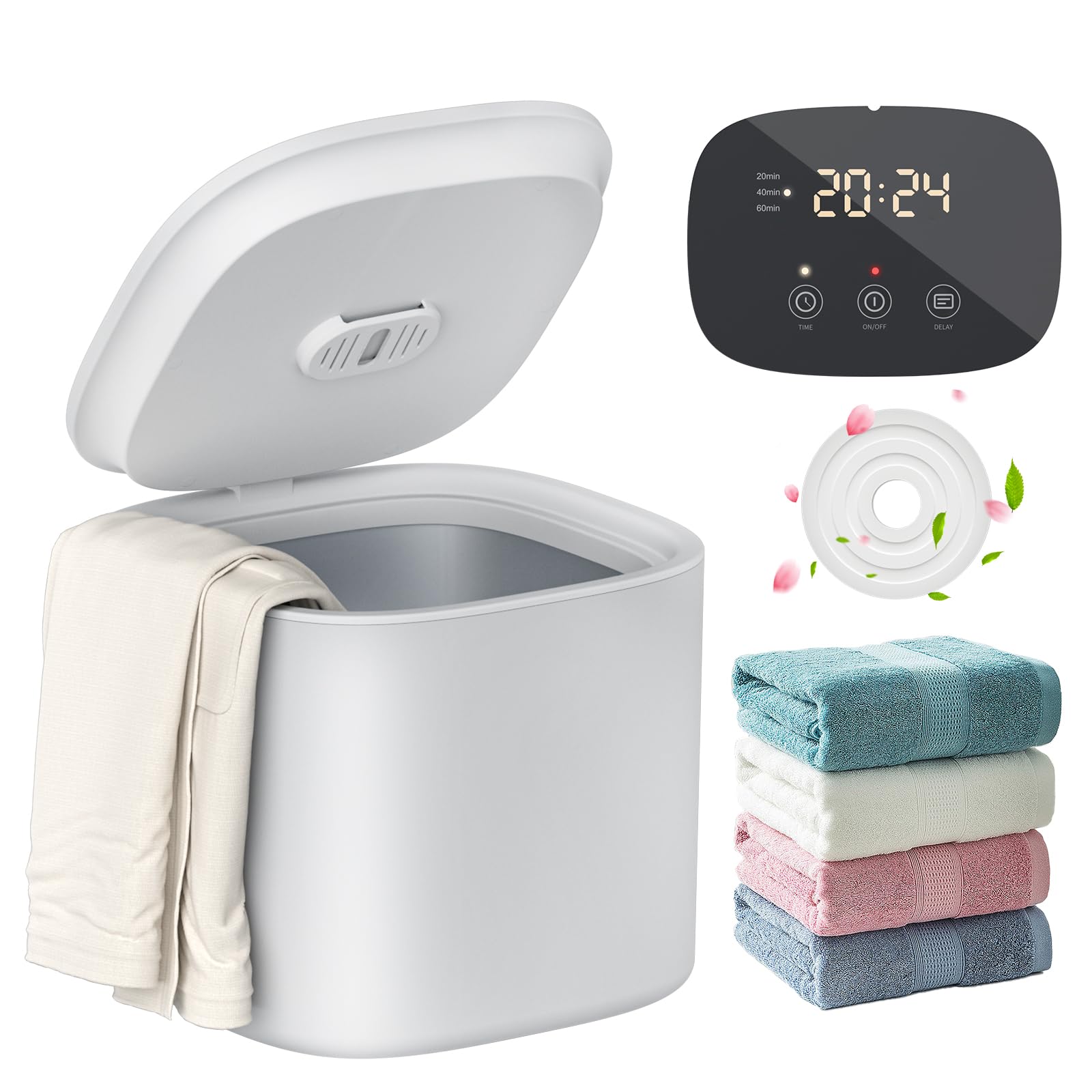 DOACE Medium Size Electric Towel Warmer Bucket with Auto Keep Warm - Adjustable Heating Timer (20/40/60 Min) & 24-Hour Delay Function - Perfect for Bathroom Spa, Salon, or Valentine's Day Gift