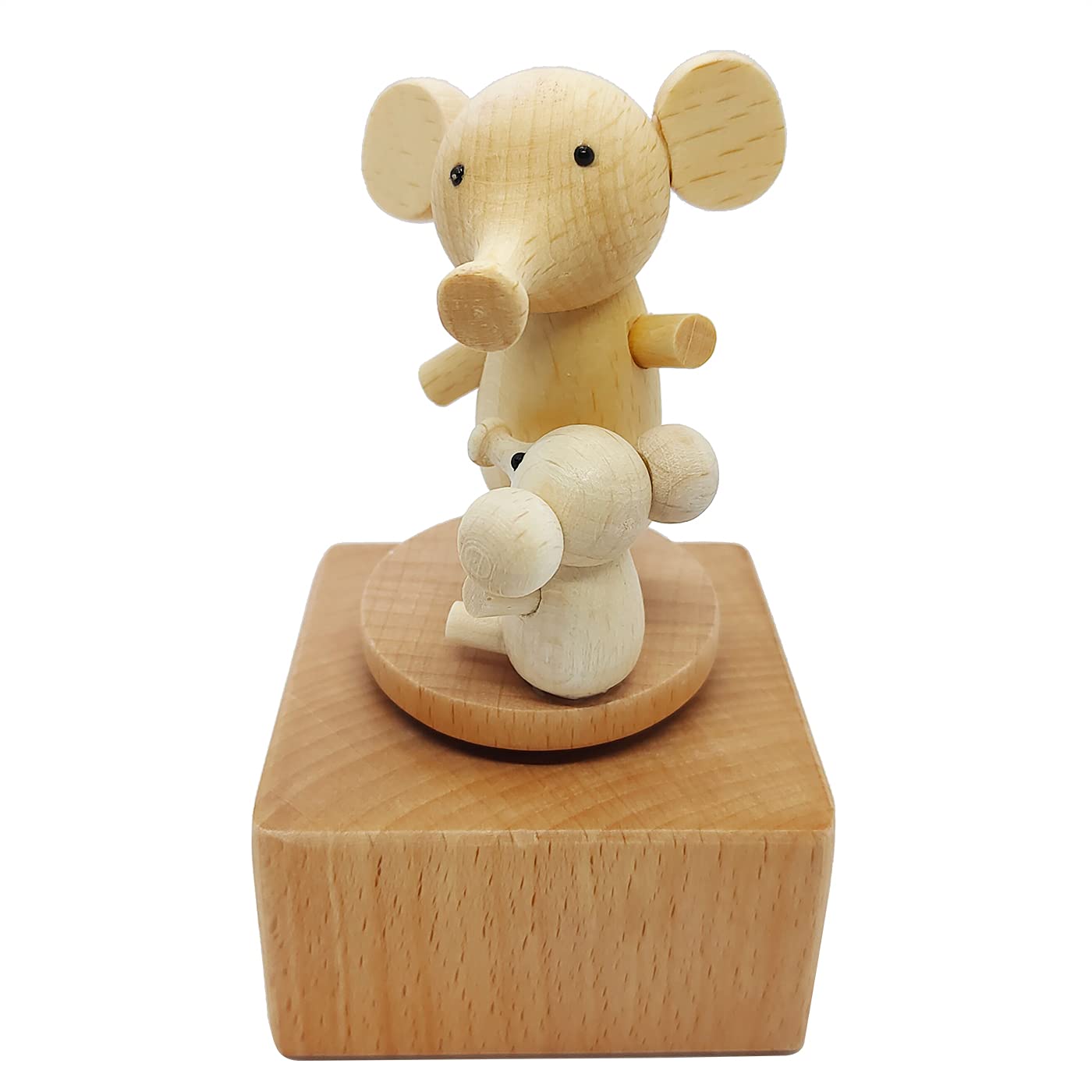 Mini Wooden Elephant Music Box - Cartoon Animal Mechanical Music Box Plays Castle in The Sky - Perfect Gift for Kids, Boys & Girls - Birthday, Christmas & Special Occasion Gifts - Home Decor & Nursery Musical Toy