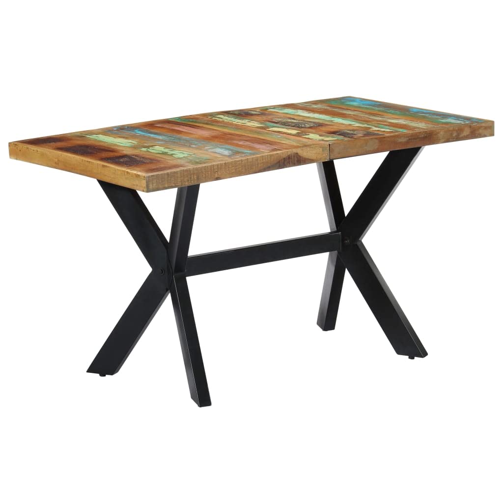 Rustic Farmhouse Dining Table with Solid Reclaimed Wood Tabletop & Steel Legs - Perfect for Kitchen, Living Room, and Cozy Family Gatherings