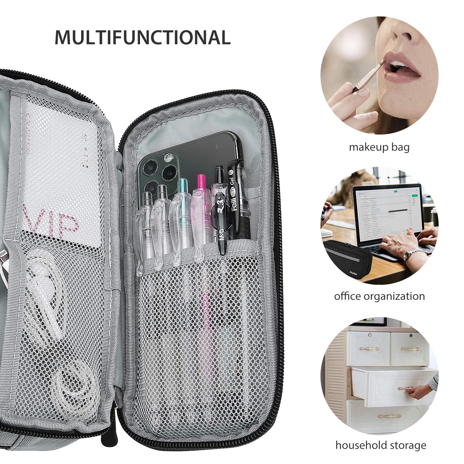 ProCase Large Capacity 2-Layer Pencil Case - Durable Pen Organizer Pouch for Markers, Pens & School Supplies | Perfect for School, Office & Desk Organization | Back to School & Work Essentials