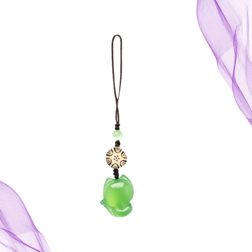 UKCOCO Cartoon Phone Lanyard - Beaded Wrist Strap & Key Holder for Decor & Gifts (Emerald Charm)