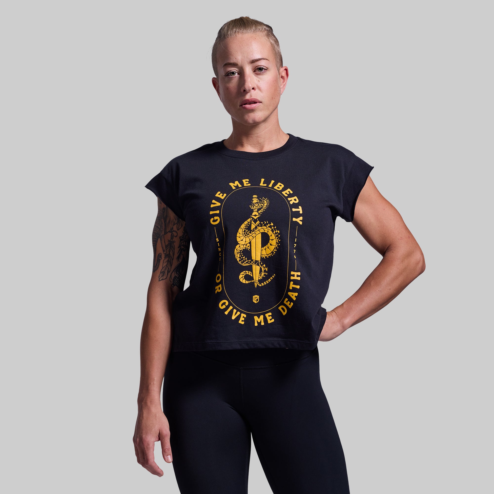 Give Me Liberty Muscle Tee - Black Cotton Vintage Patriotic Workout Shirt for Men | Gym, Running, Casual Wear