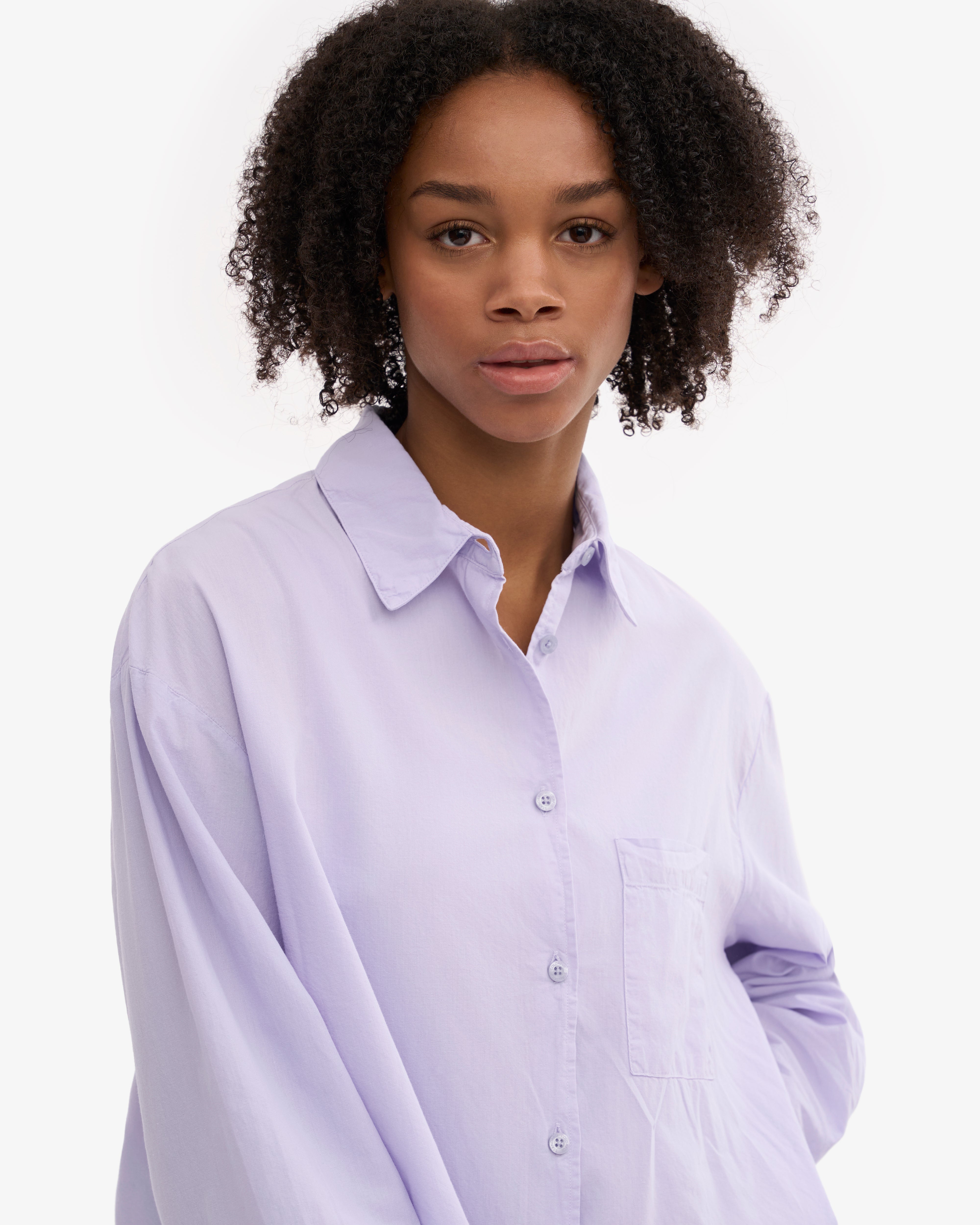 Organic Oversized Shirt for Women - Soft Lavender Cotton Loose Fit Tunic Top - Casual Wear, Lounge, Beach Cover-Up, Boho Style Outfit