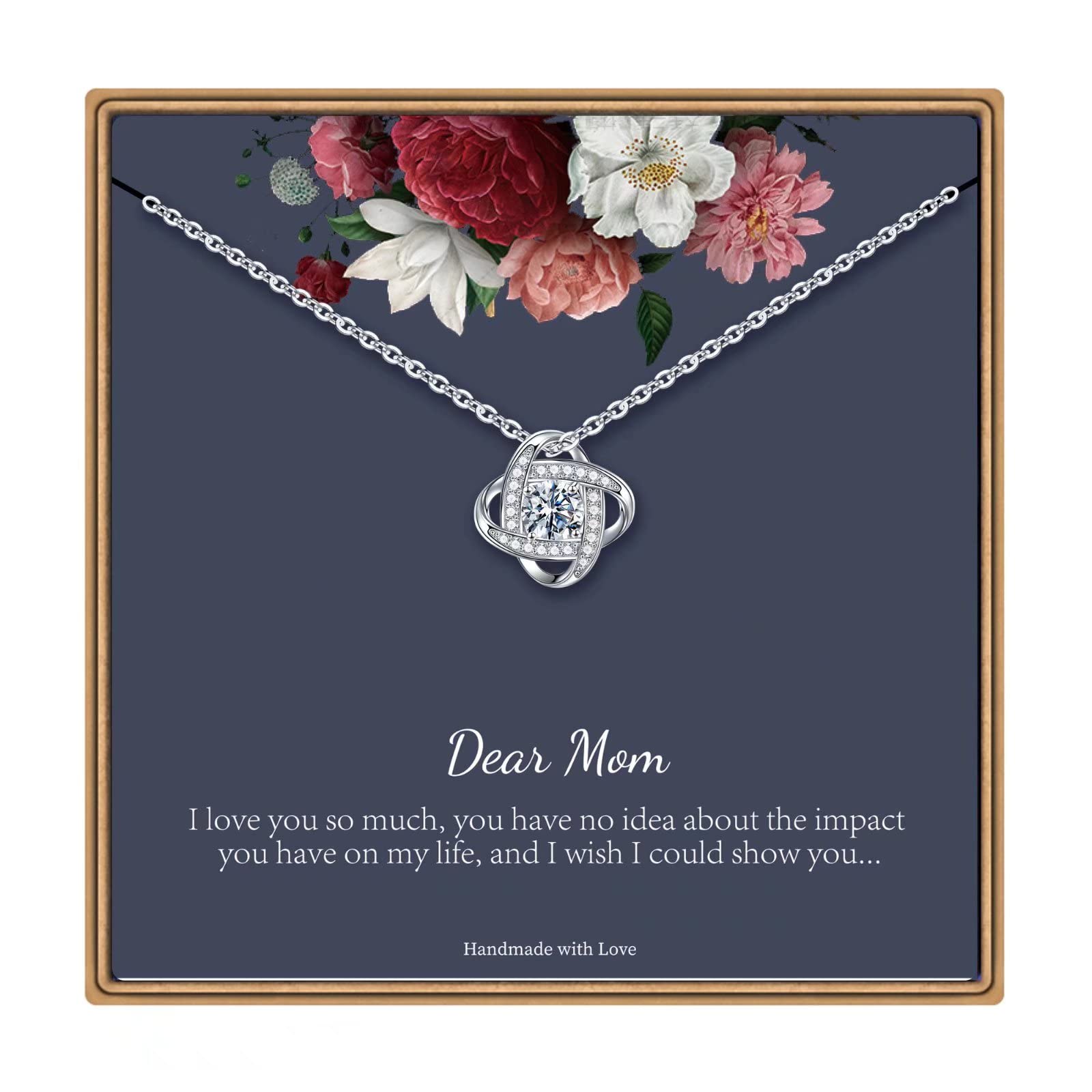 Elegant Silver Cubic Zirconia Love Knot Necklace - Perfect Mother's Day Gift from Daughter, Birthday Present for Mom, Grandma & Mother-in-Law | Ideal for Special Occasions, Anniversaries & Everyday Wear
