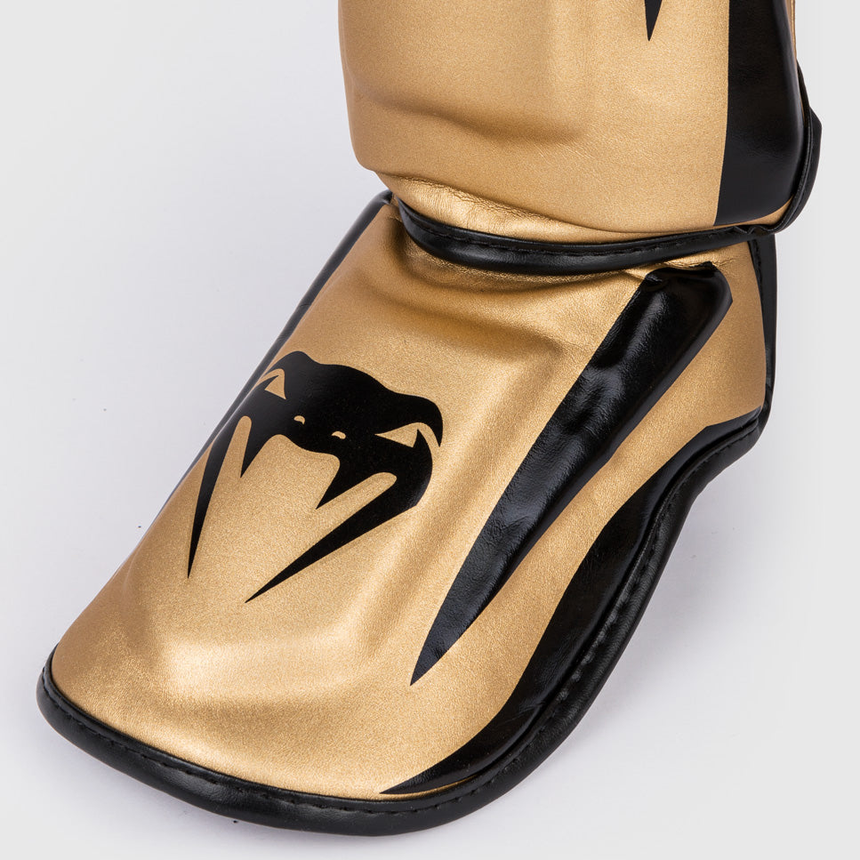 Venum Elite Standup Shin Guards - Gold & Black MMA, Muay Thai, Kickboxing Training Gear for Ultimate Protection