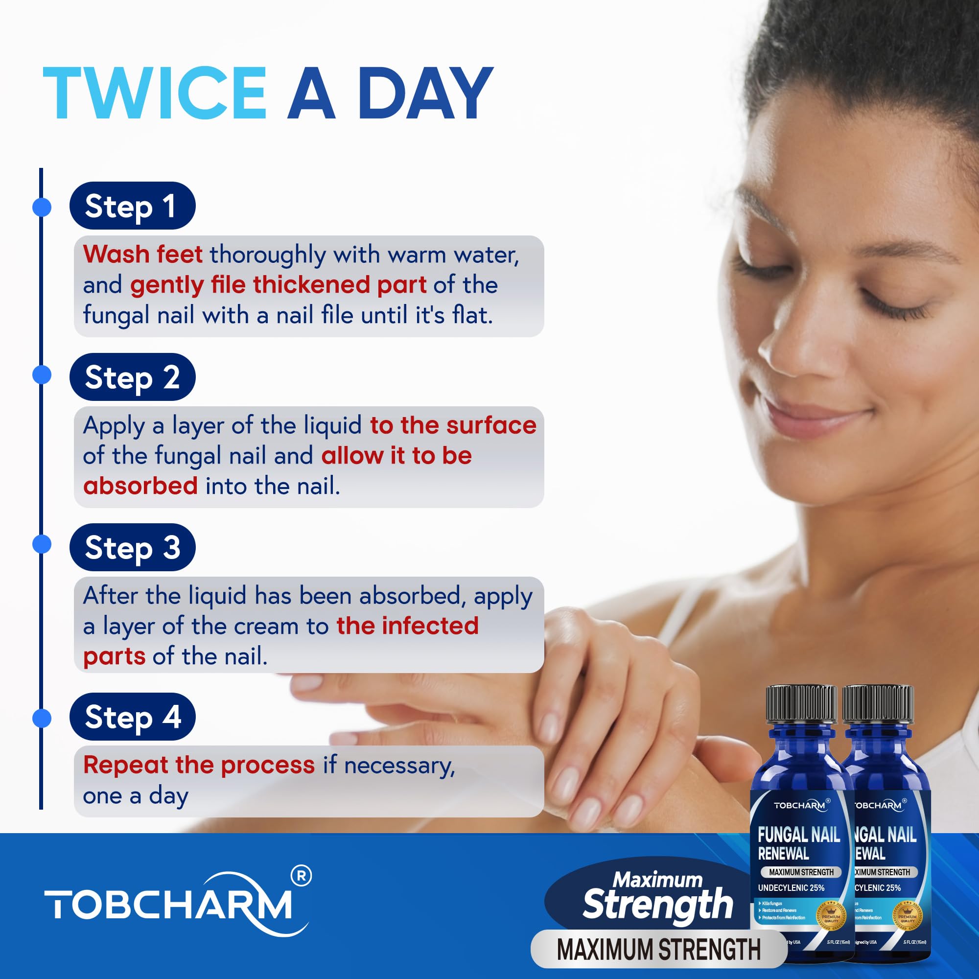 Extra Strength Toenail Fungus Treatment with 25% Undecylenic Acid & Tea Tree Oil - Effective for Toenails and Fingernails - Ideal for Athletes, Swimmers, and Daily Foot Care