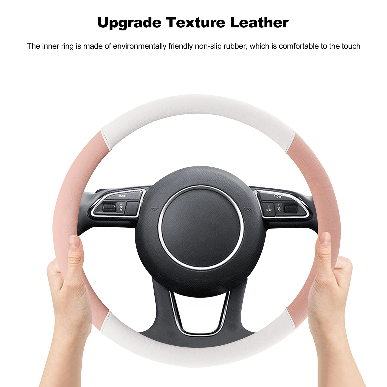 Ergocar Round Microfiber PU Leather Steering Wheel Cover - 15