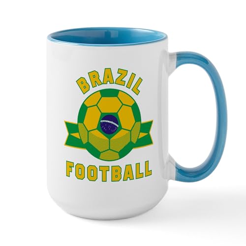 White/Blue Inside - Brazil Football Mugs