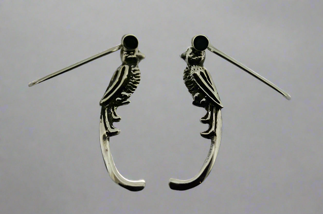 Sterling Silver Quetzal Earrings - Handmade Tribal Jewelry for Women - Perfect for Boho, Festival & Everyday Wear