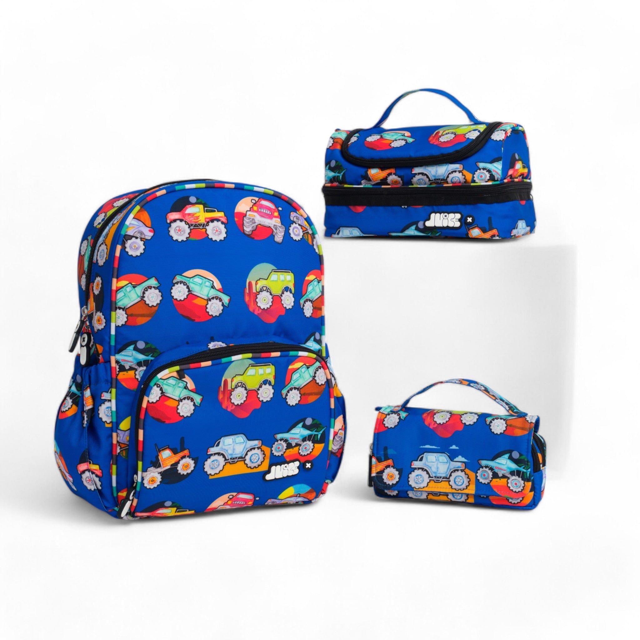 Monster Truck Medium Backpack Set for Kids - Durable School Backpack with Multiple Pockets - Perfect for School, Travel & Outdoor Adventures
