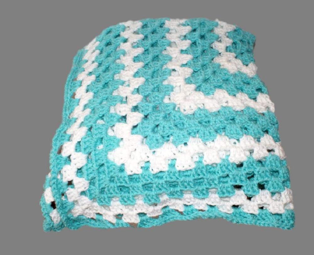 Handmade Crochet Baby Afghan Blanket - Soft Turquoise Granny Square Quilt for Crib Cover | Perfect for Nursery, Baby Shower Gift & Cozy Newborn Photography Props