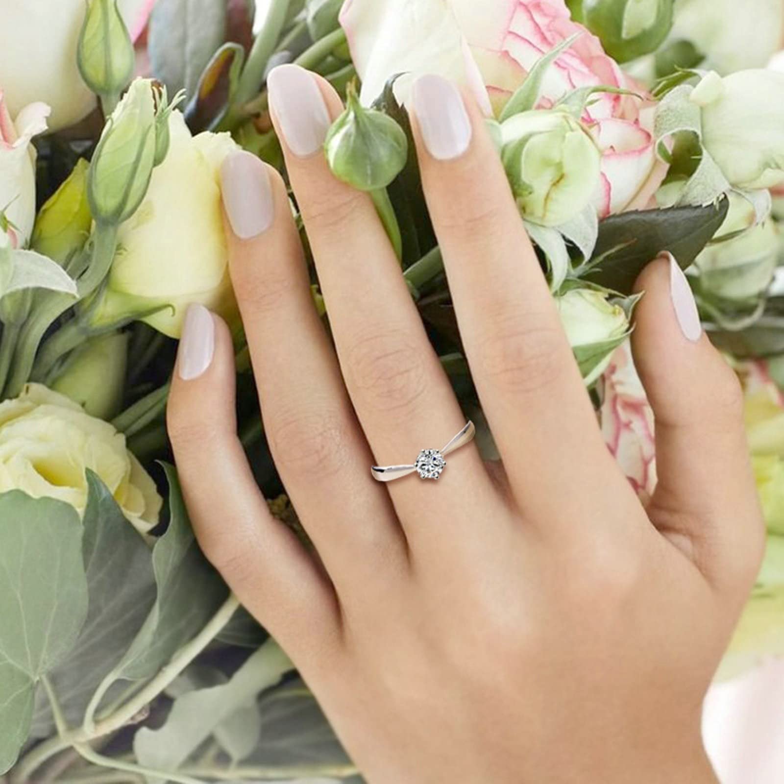 925 Sterling Silver Engagement Rings for Women - Round White Cubic Zirconia Wedding Band, Anniversary Promise Ring - Perfect for Proposals, Bridal Jewelry & Special Occasions