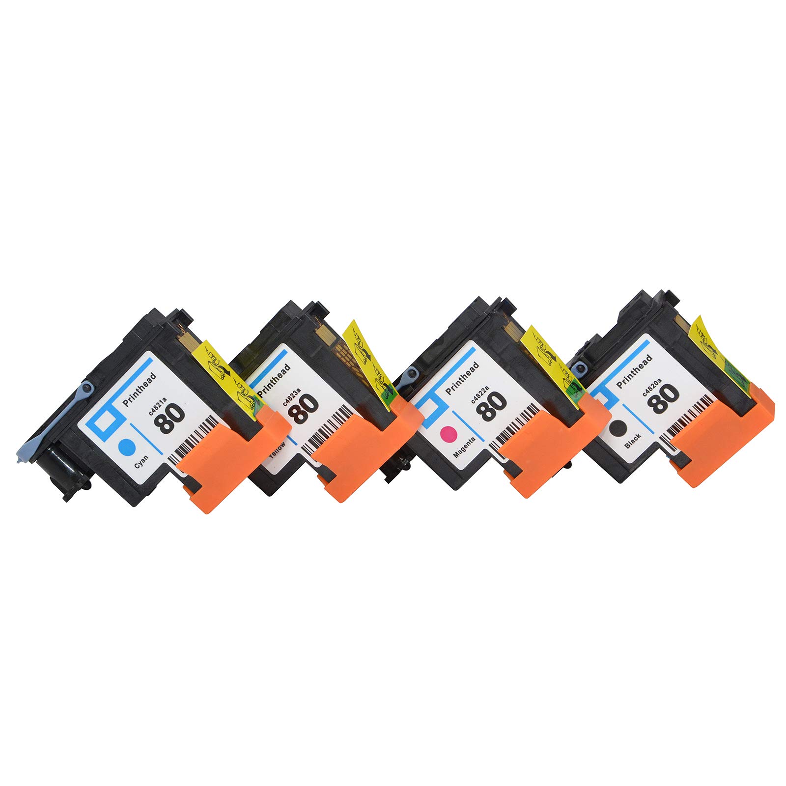 4-Pack HP 80 Printhead with New Updated Chips - Compatible for HP DesignJet 1050C/1050C Plus/1055C/1055CM/1055CM Plus Printers - Perfect for Office Printing, CAD Drawings & Large Format Graphics