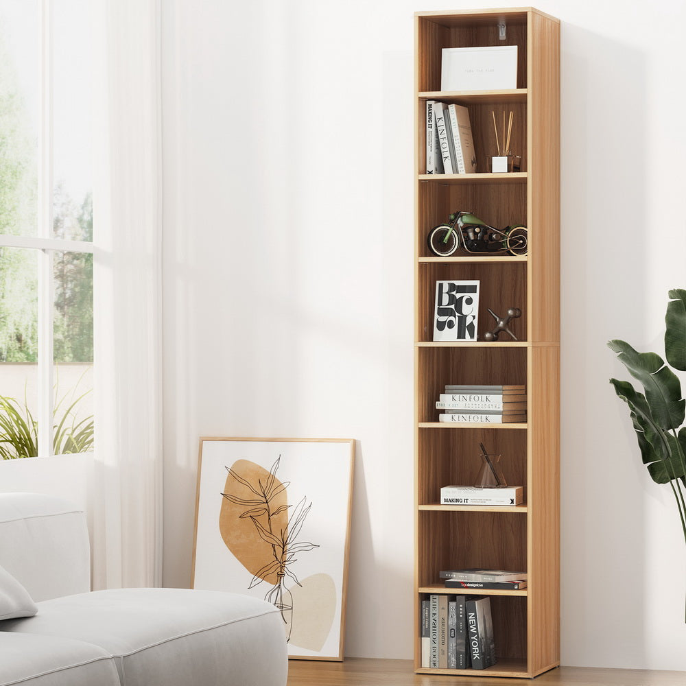 Artiss 8-Tier MILO Pine Wood Bookshelf - Sturdy & Stylish Storage for Books, Decor & More - Perfect for Living Room, Office & Bedroom Organization