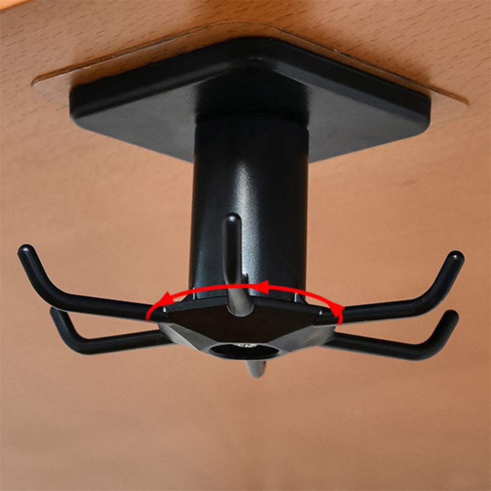 Rotating Wall Hooks - Heavy Duty Wall Mounted Coat Hanger for Kitchen, Bathroom & Entryway Storage - Space Saving Home Organization Accessories (Black) - Perfect for Hanging Coats, Towels, Keys & Kitchen Utensils