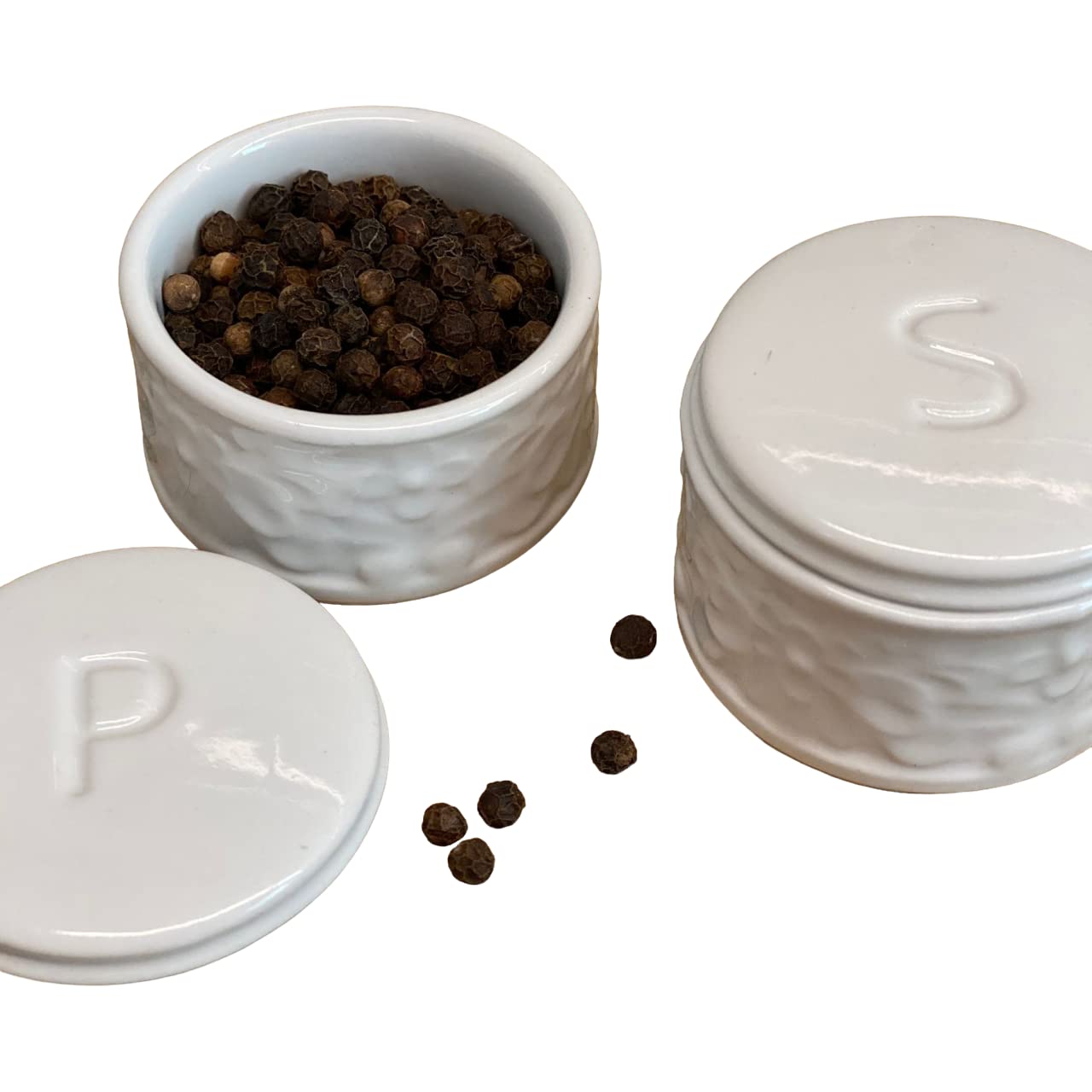 Set of 2 White Unique Salt and Pepper Shakers, 2 Inch - Perfect for Dining Table, Kitchen Decor & Gift Giving