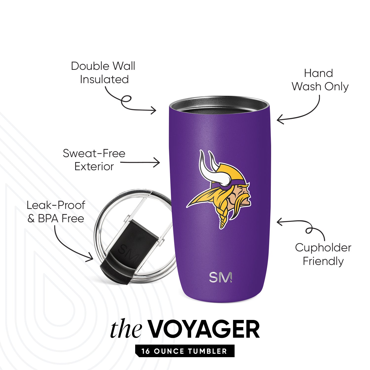 NFL Voyager Stainless Steel Tumbler with Clear Flip Lid & Straw - 20oz Insulated Travel Mug for Hot & Cold Drinks - Perfect for Football Games, Camping & Office Use