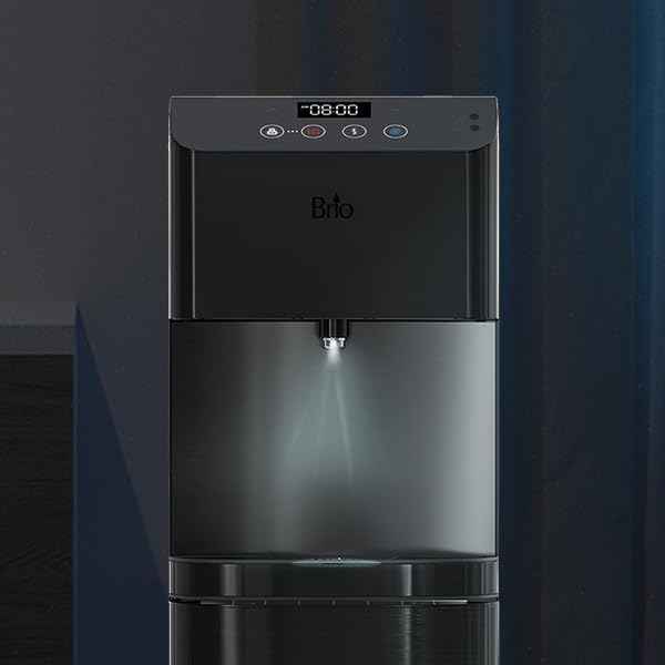 Brio Moderna Touchless Bottom Load Water Cooler Dispenser - Self-Cleaning, Motion Sensor, Tri-Temperature Dispensing, Child Safety Lock, 3/5 Gallon Bottle Capacity, Digital Display with LED Light - Perfect for Offices, Homes, and Schools