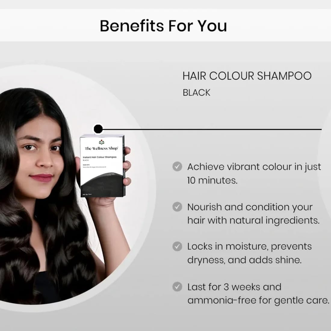 Instant Black Hair Color Shampoo & Conditioner Set - Permanent Grey Coverage for Men & Women - Nourishes Hair, Prevents Split Ends & Soothes Itchy Scalp (75ml) - Perfect for Home Use, Travel & Quick Touch-Ups