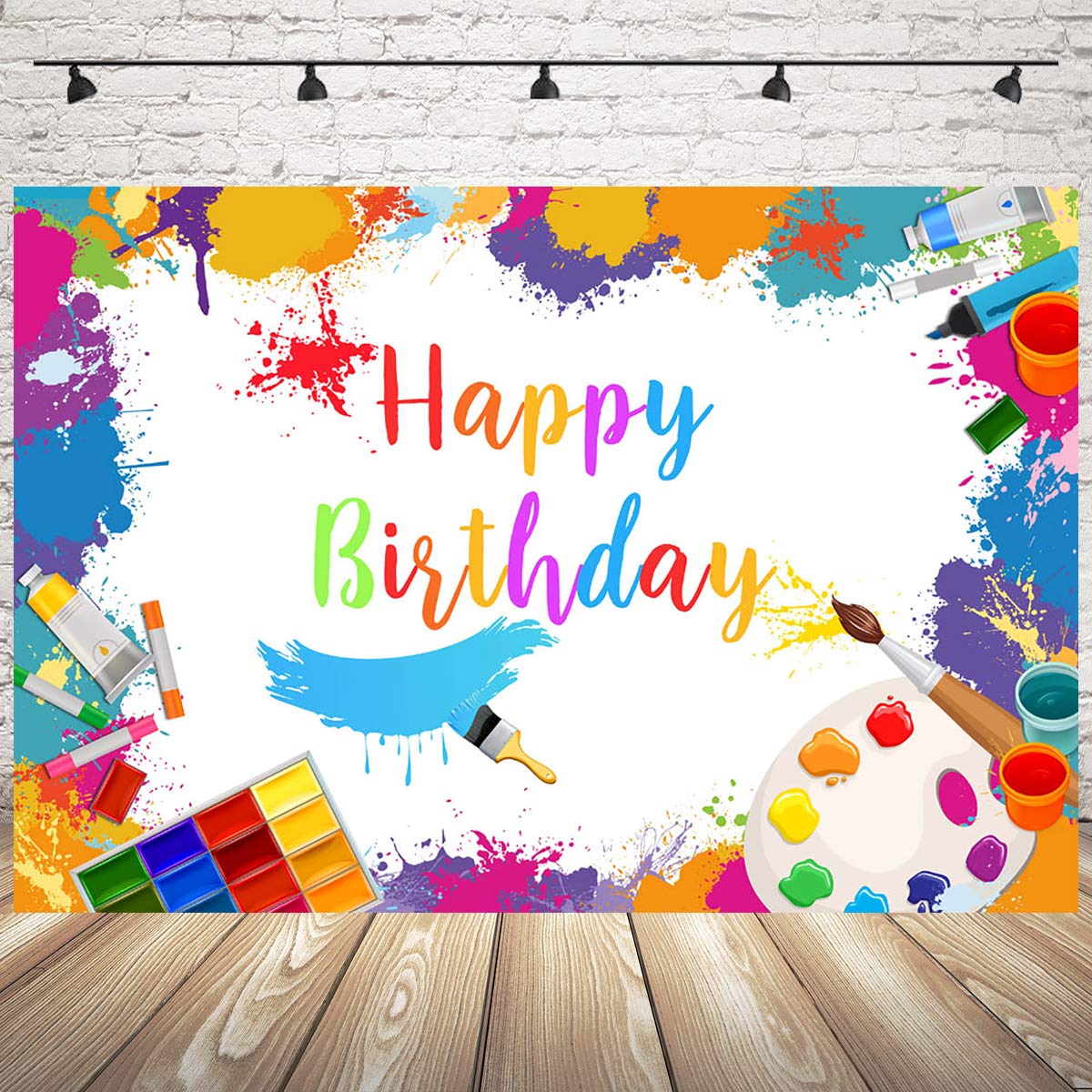 Mocsicka Art Party Birthday Backdrop - 5'x3' Messy Paint Splatter Photography Background for Kids' Painting Party Decorations | Perfect for DIY Photo Booth, Creative Birthday Celebrations & Artistic Events