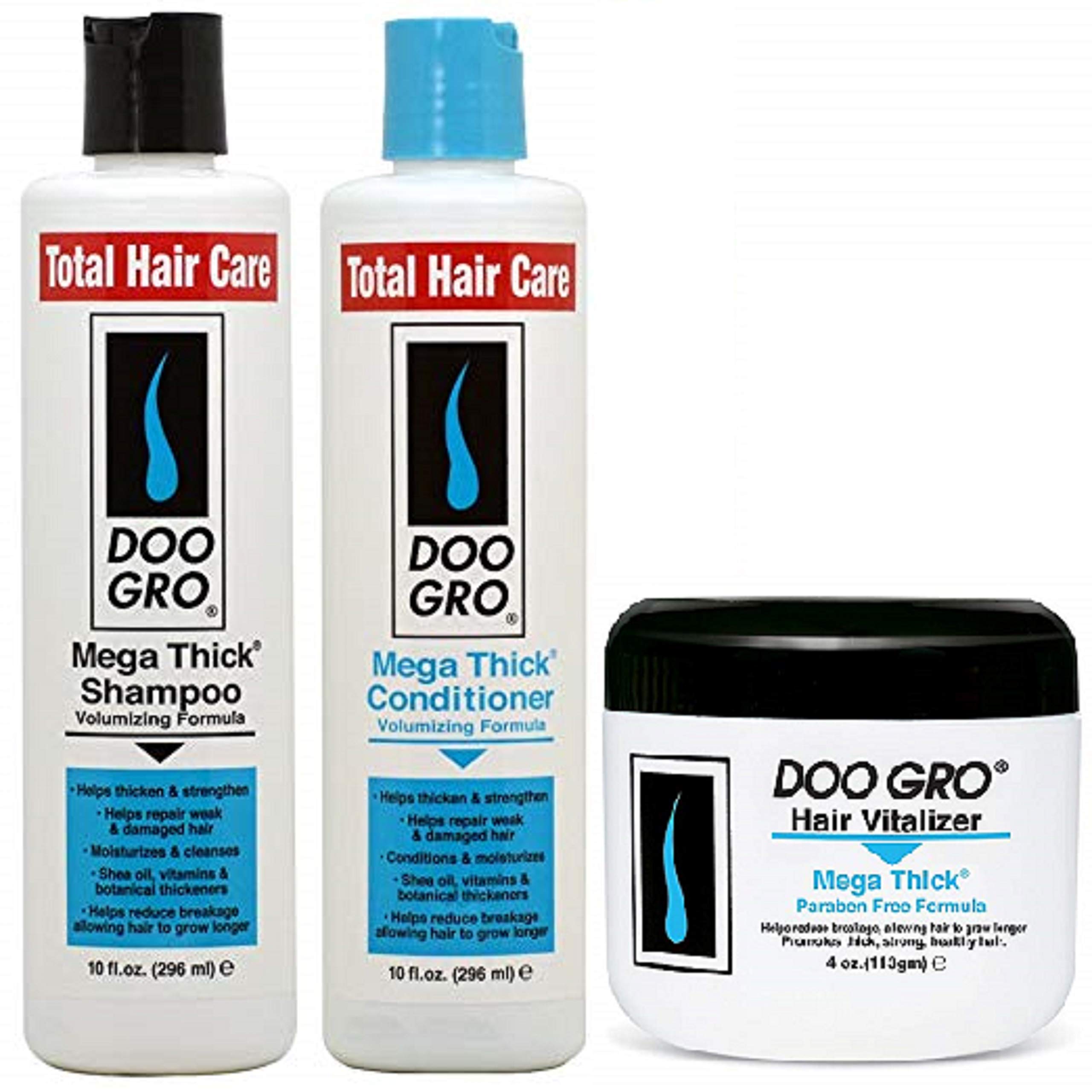 Doo Gro Mega Thick Anti-Thinning Shampoo & Conditioner Set with Hair Vitalizer - Volumizing Treatment for Thinning Hair - Promotes Hair Growth & Thickness - Perfect for Daily Hair Care Routine
