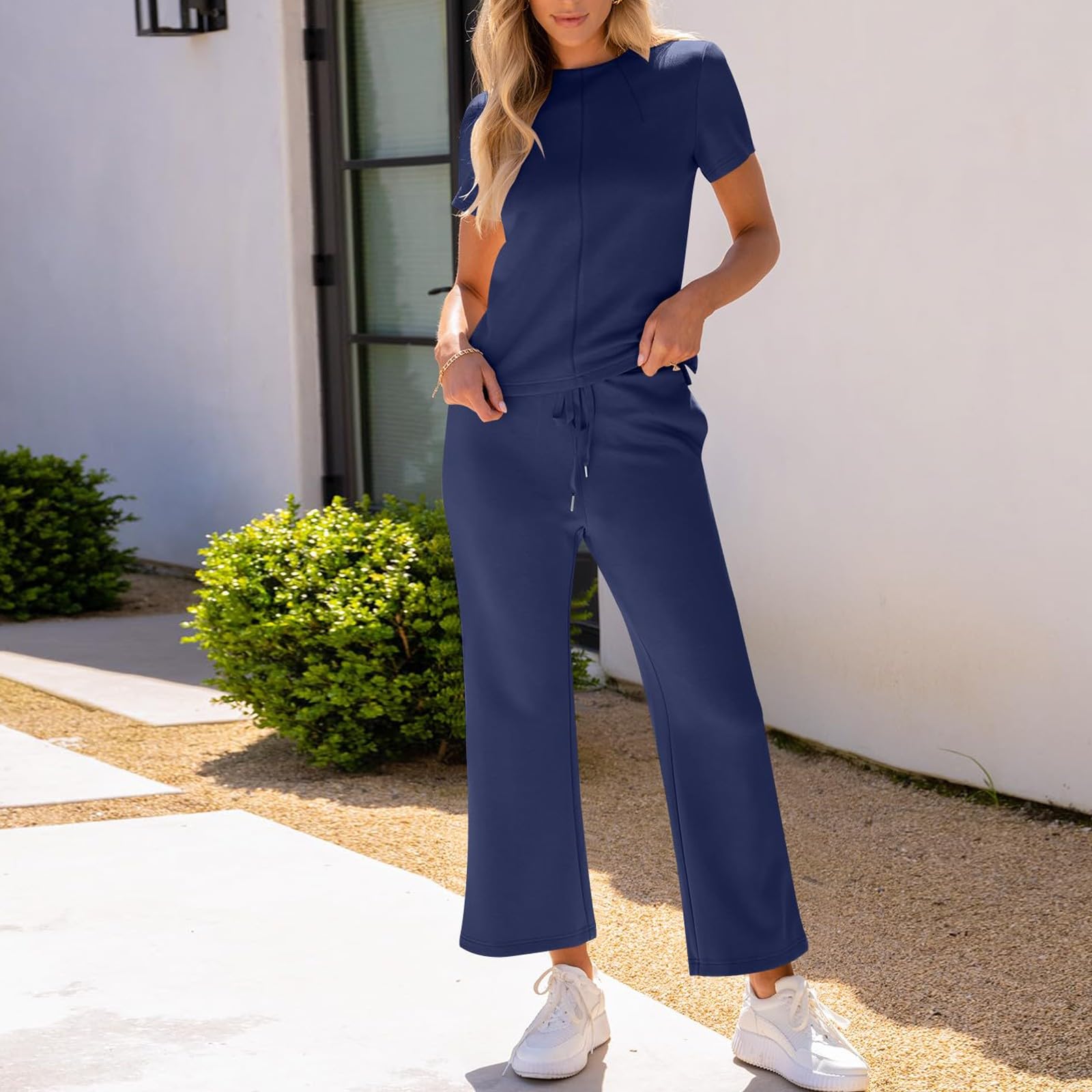 **Women's 2-Piece Summer Outfits 2024 - Sleeveless Wide Leg Tracksuit Set, Casual Lounge Sweatsuit for Women | Perfect for Gym, Yoga, Travel & Relaxation**