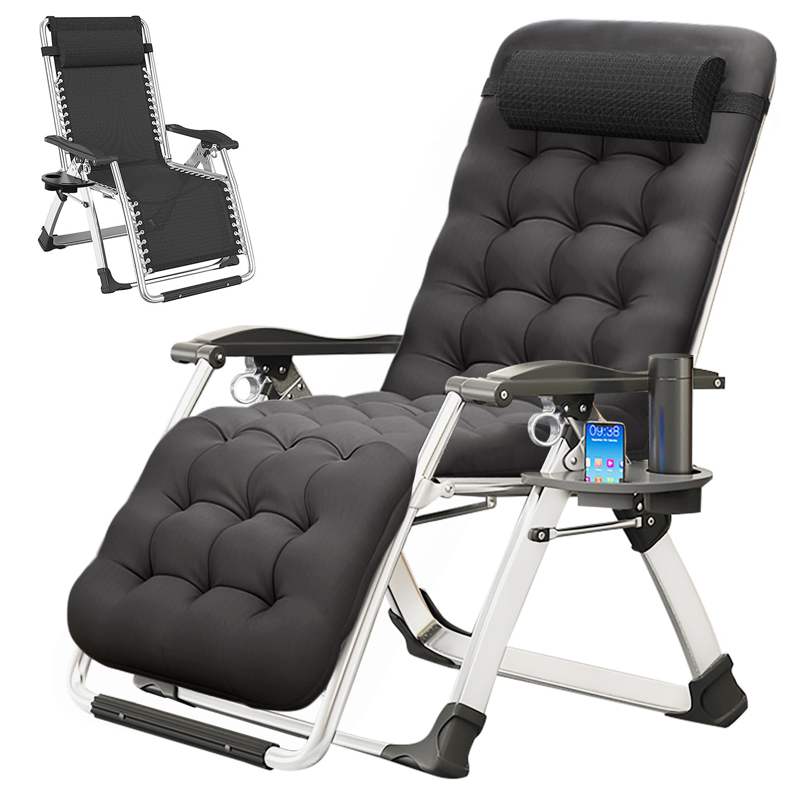 Upgraded Adjustable Zero Gravity Chair - Ergonomic Portable Outdoor Folding Chaise Lounge - Heavy Duty 440lbs Capacity - Perfect for Patio, Beach, Camping & Backyard Relaxation