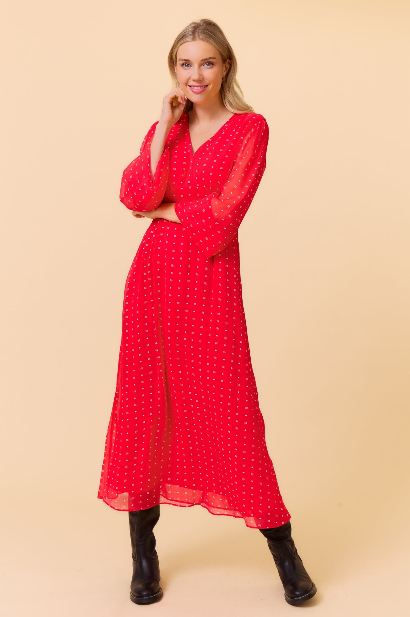 Evelyn Polka Dot Dress - Red and White Floral Summer Dress for Women | Perfect for Casual Outings, Parties, and Beach Vacations