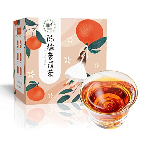 Premium Chenju Pu'er Tea 48g (4g x 12 Packs) - Natural Tangerine Peel & Orange Peel Infused Pu'er Tea Bags | Herbal Fruit Blend Tea | Individually Wrapped Triangular Tea Bags for Easy Brewing & Portability | Perfect for Office, Travel & Home Relaxation