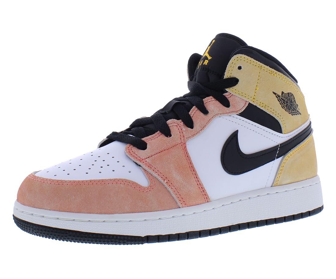 Nike Air Jordan 1 Mid SE GS Youth Sneakers DX4365-800 - Flight Club Magic Ember/Sundial/White/Black - Size 6.5Y - Basketball Shoes for Kids & Teens - Perfect for School, Sports, and Casual Wear