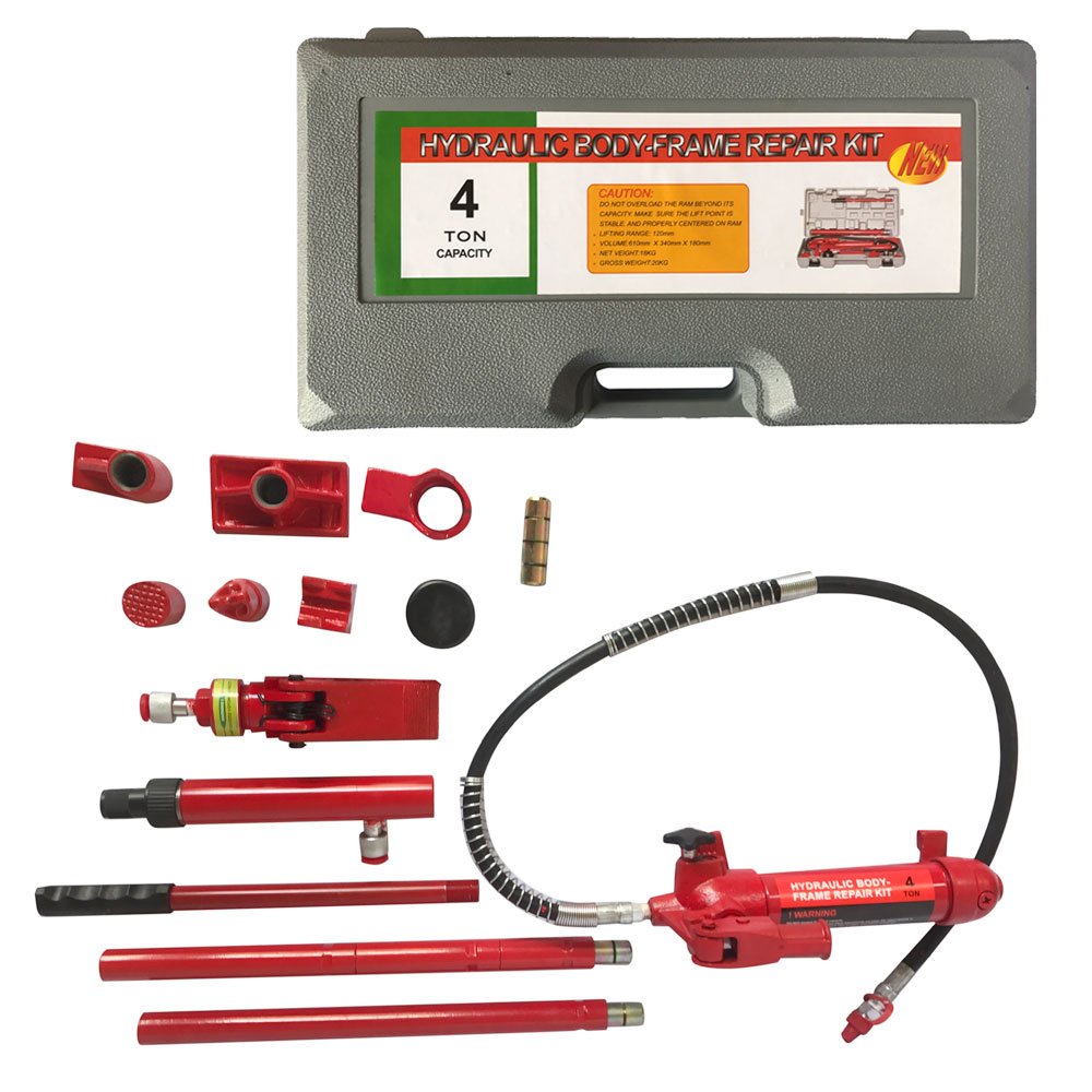 4 Ton Porta Power Hydraulic Kit - Heavy Duty Auto Body Frame Repair Jack for Car, Truck & SUV - Perfect for Collision Repair, Dent Removal & Frame Straightening