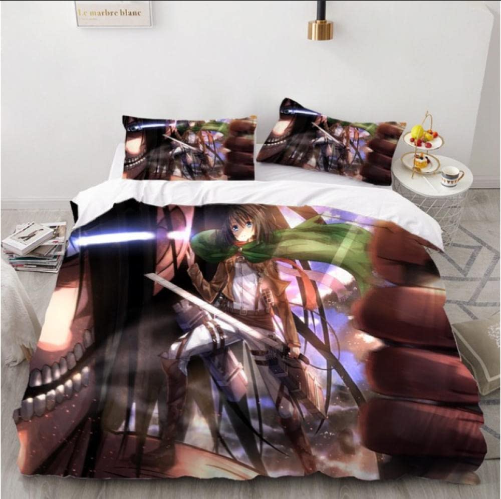 Attack On Titan Anime Bedding Set - 3 Piece Duvet Cover, Soft Quilt Cover & Bed Cover Set (79x79 Inches) - Perfect for Anime Fans & Themed Bedrooms