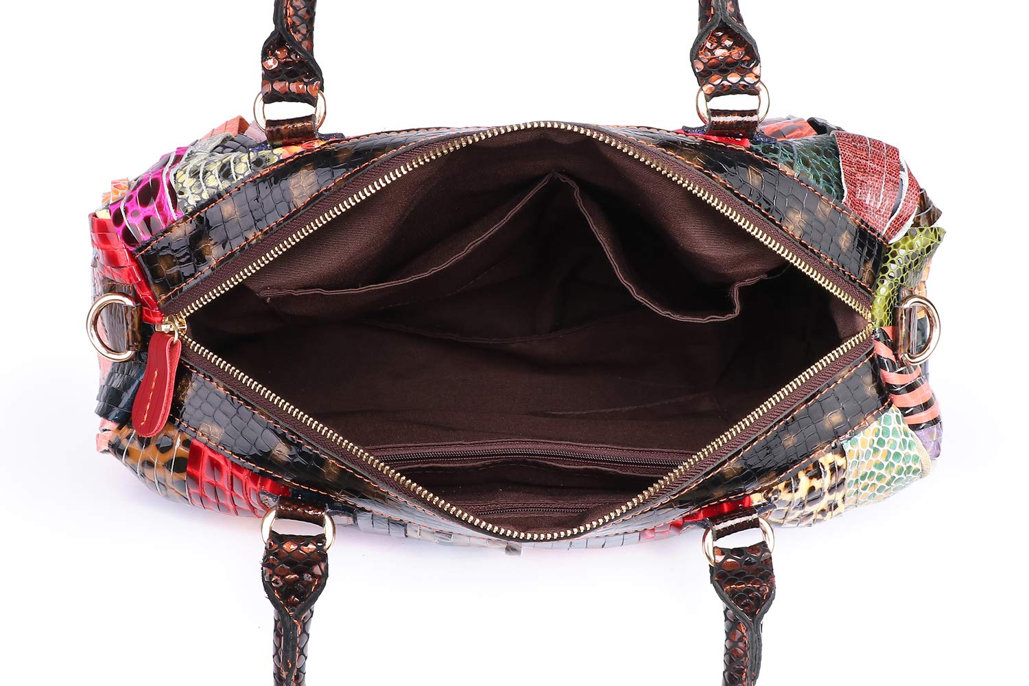 Stylish Women's Multicolor Genuine Leather Boston Tote Bag - Fashionable Crossbody Handbag for Work, Travel & Everyday Use