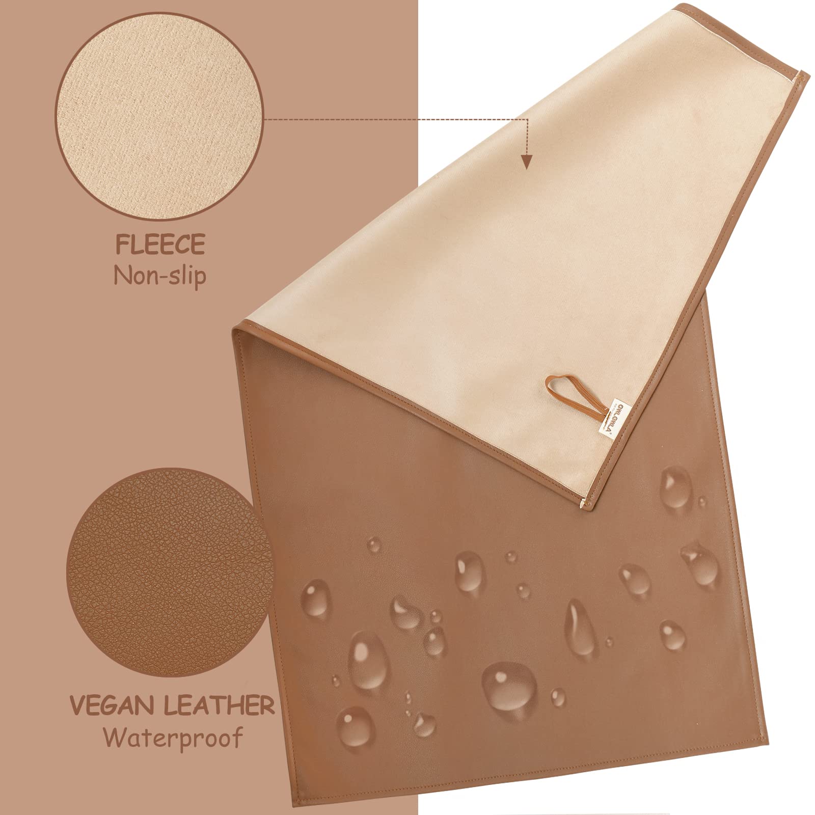 Owlowla Portable Baby Diaper Changing Pad - Waterproof Travel Changing Mat with Liner for Newborns & Toddlers (Beige & Brown) | Ideal for Nursery, Travel, and On-the-Go Diaper Changes