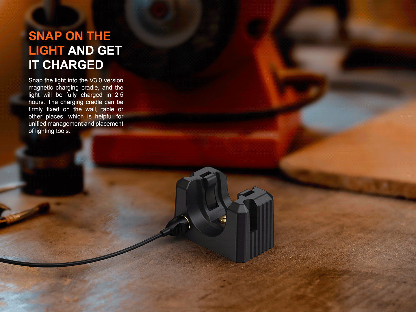 Fenix WF25RM Rechargeable Multifunctional Duty Flashlight with Cradle Charging - Perfect for Camping, Hiking, and Emergency Use
