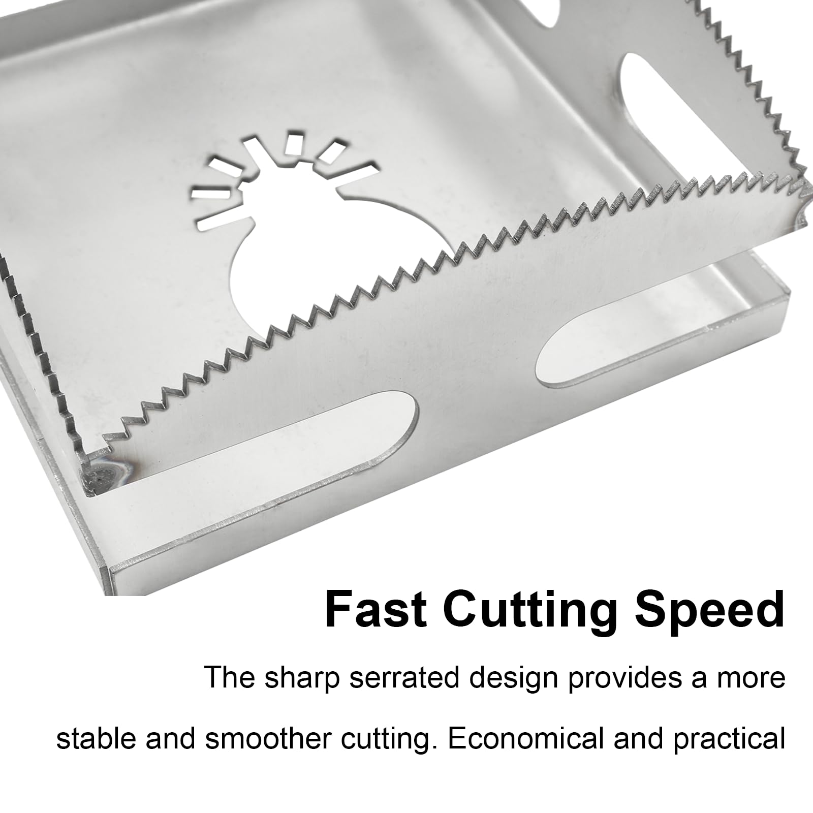 Biaungdo 2-Piece Stainless Steel Square Slot Cutter - Oscillating Multi-Tool for Drywall, Plastic, Metal & Wood - Perfect for Electrical Box Cutouts & DIY Projects (Silver) - Ideal for Home Renovation, Carpentry & Electrical Installations