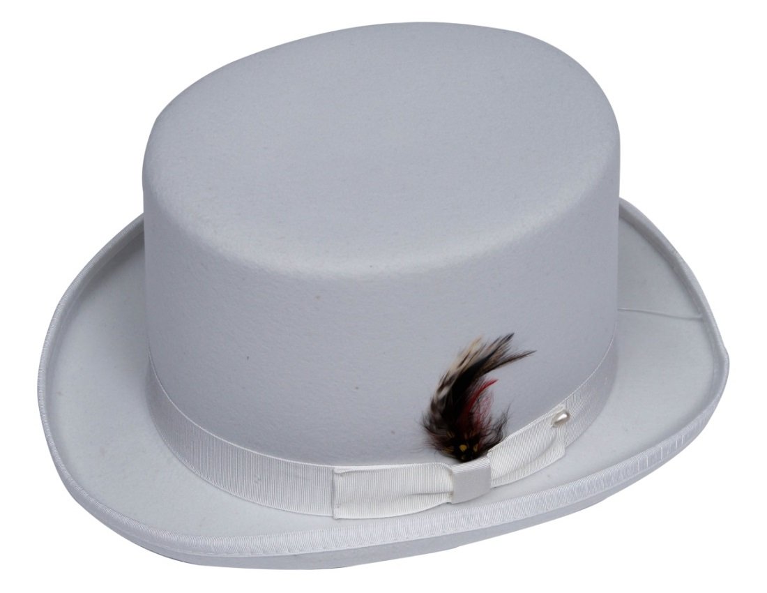 Premium Men's White Top Hat - 100% Wool Formal Wear for Weddings, Parties & Victorian Costumes | Elegant & Stylish Gentleman's Accessory for Special Occasions