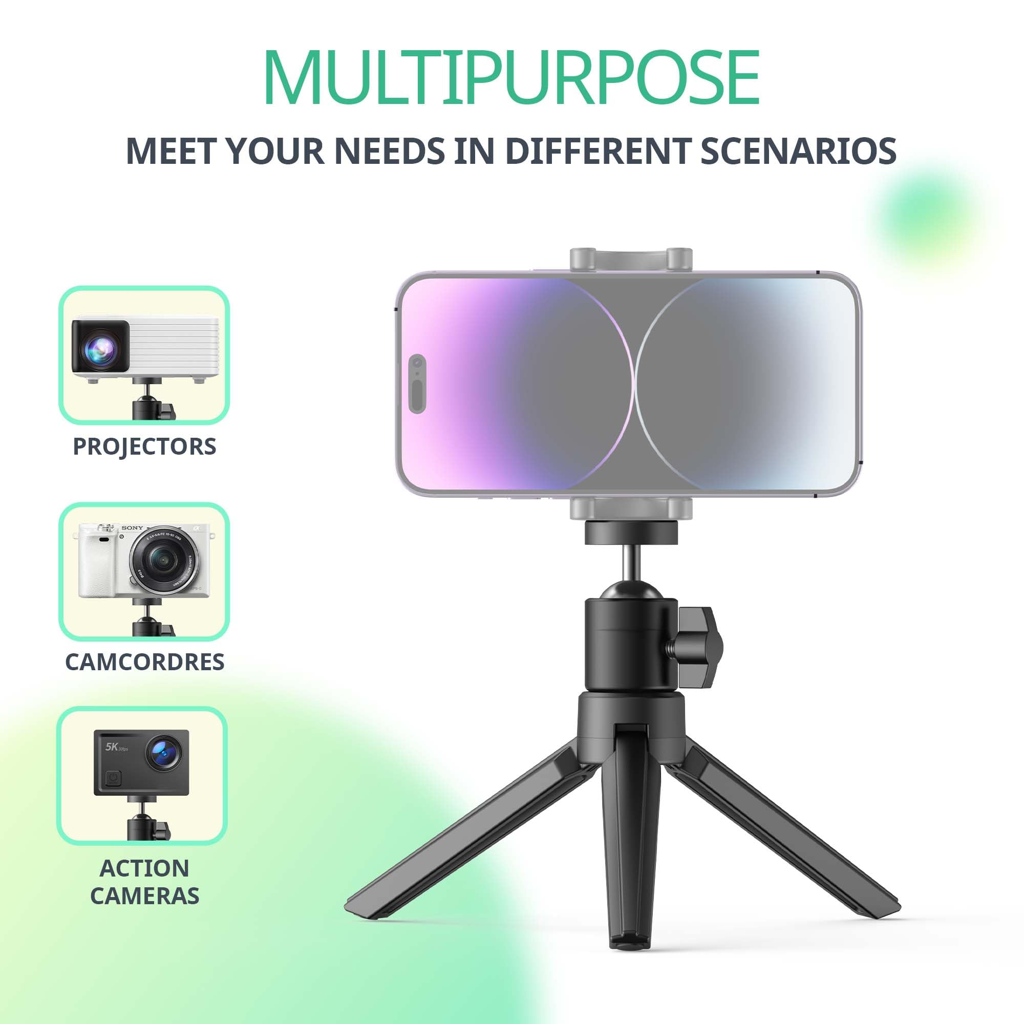 YOTON Mini Projector Tripod Stand - 360° Rotatable Metal Ball Head for Portable Projector, Camera & Webcam | Compact & Lightweight | Perfect for Home Theater, Outdoor Movie Nights & Video Conferencing