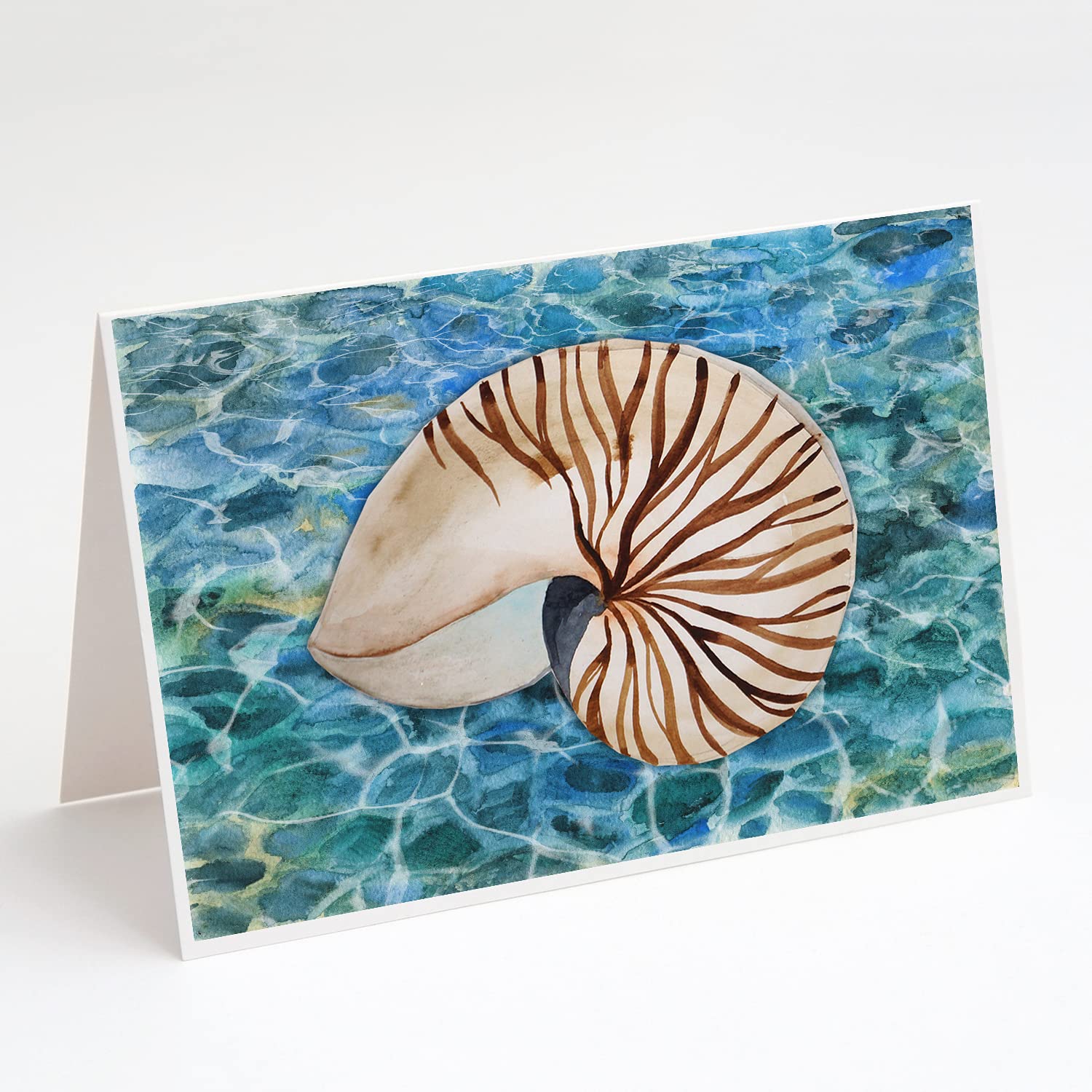 Whimsical Sea Shell & Water Blank Greeting Cards - Pack of 8 A7 Size (5x7) Note Cards with Envelopes | Perfect for Beach Themed Invitations, Thank You Notes & Ocean Lover Gifts