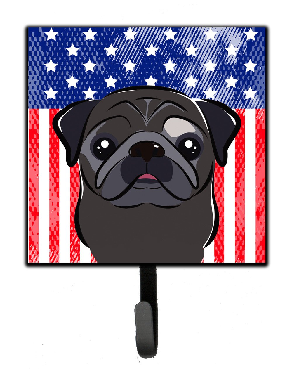 American Flag & Black Pug Themed Wall Hooks - Durable Key Holder & Leash Organizer for Home Decor | Perfect for Entryway, Kitchen & Pet Accessories Storage