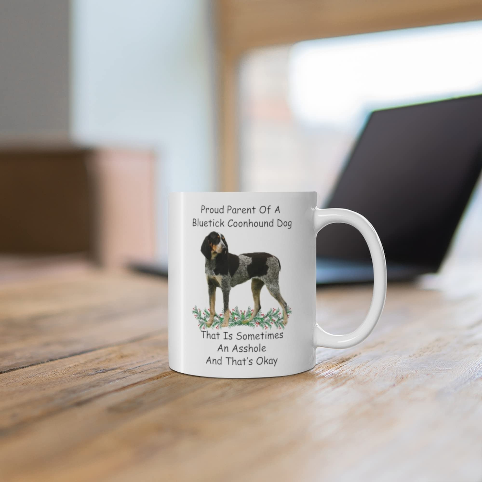 Proud Bluetick Coonhound Parent Coffee Mug - 11oz White Ceramic Funny Dog Lover Gift for Christmas 2024 - Perfect for Office Use, Home Decor & Holiday Gifting