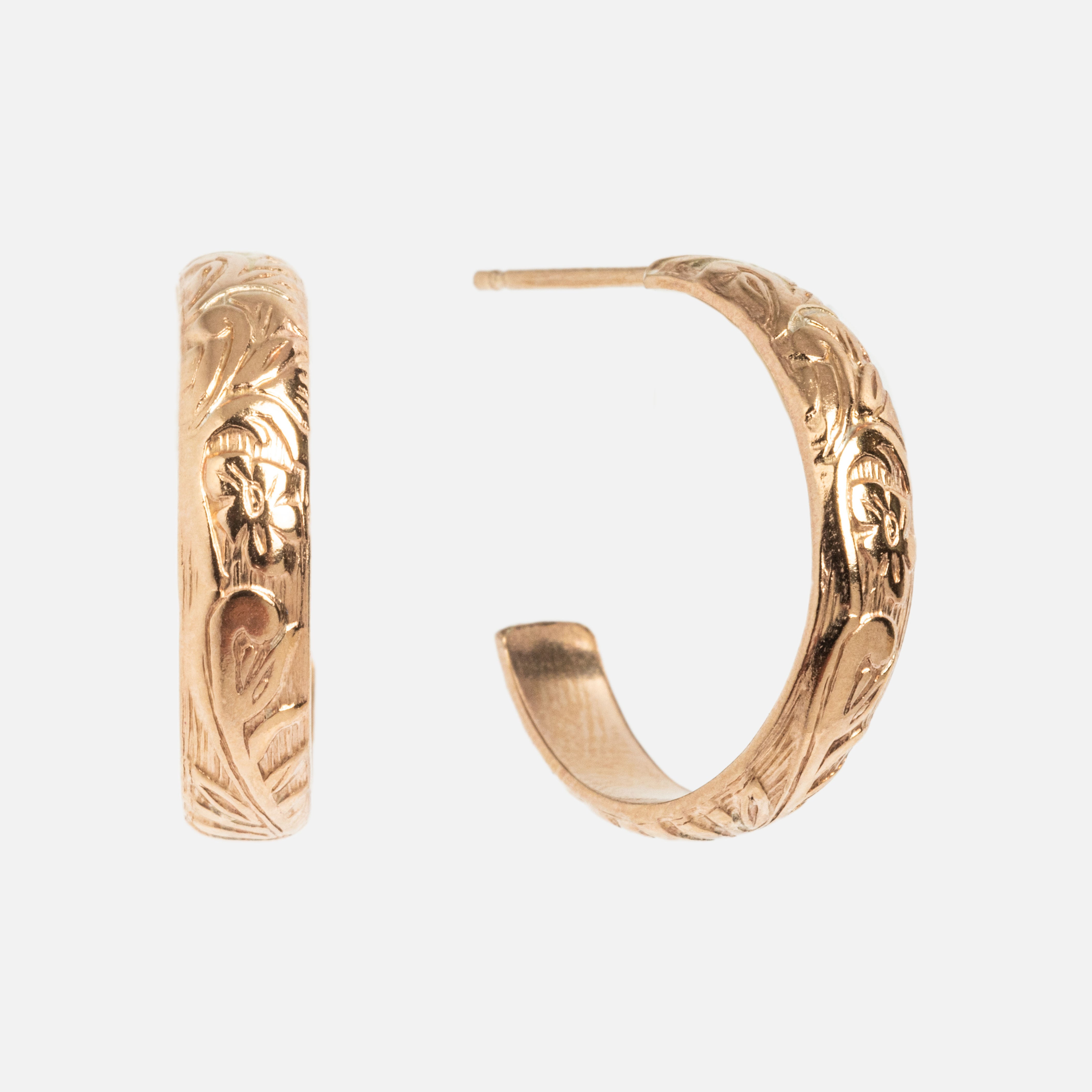 Floral Gold Small Hoop Earrings for Women - Dainty Elegant Everyday Jewelry - Perfect for Work, Date Night & Special Occasions