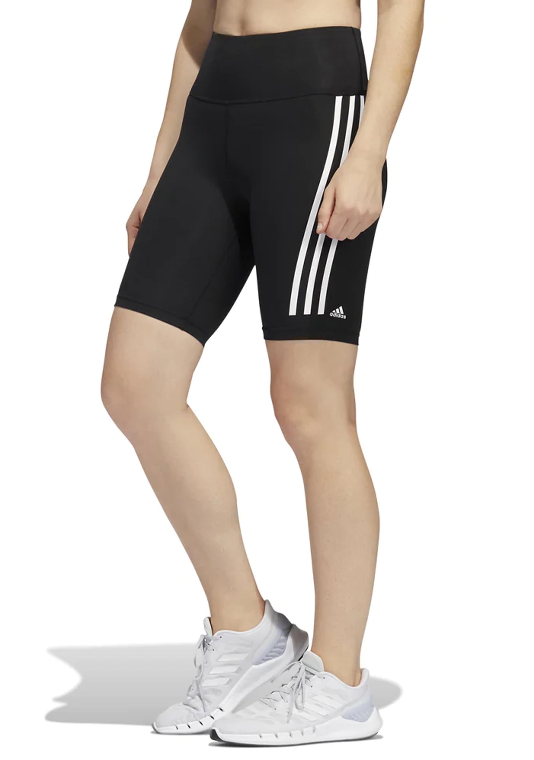 Adidas Women's Optime Trainicons 3-Stripes Bike Shorts - High Waisted Workout Leggings for Running, Yoga & Gym - Breathable & Comfortable Activewear