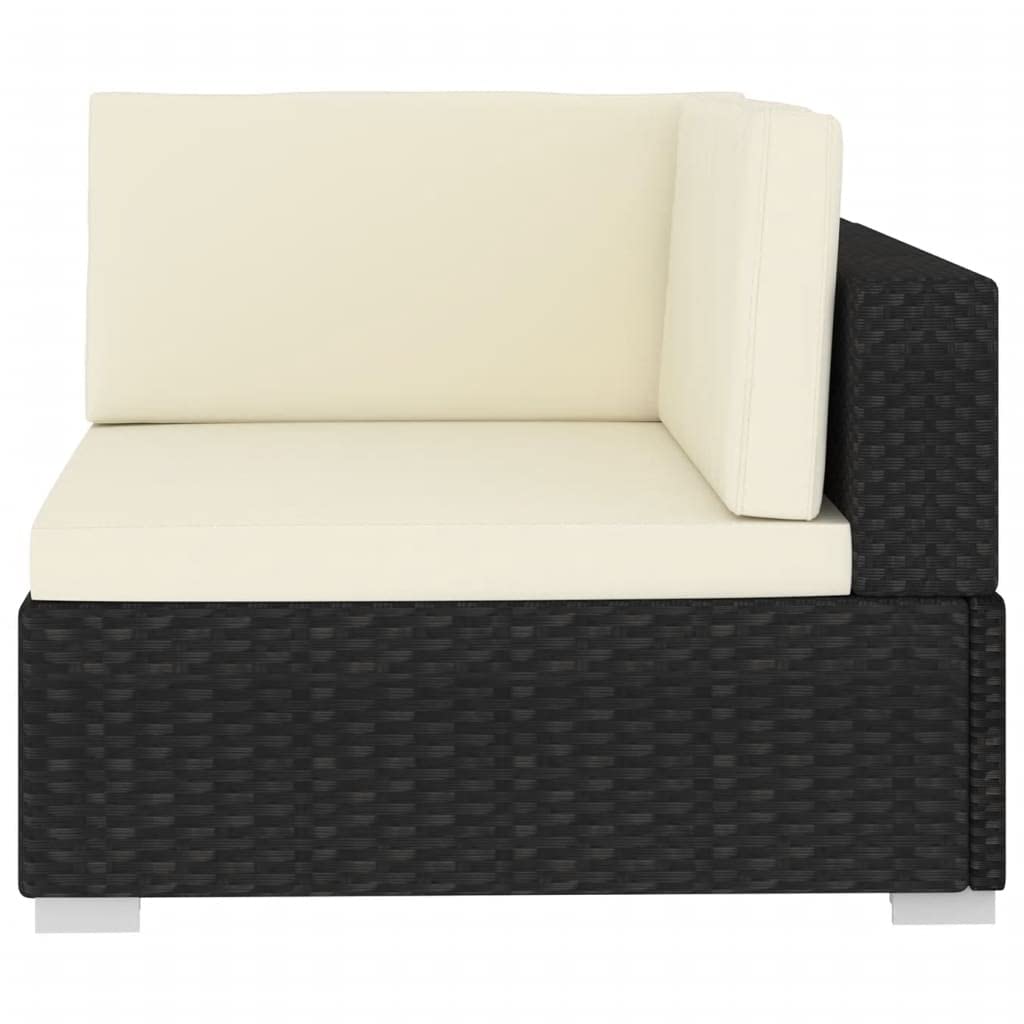 Outdoor Patio Furniture Set - 2-Piece Black Poly Rattan Sectional Sofa with Cushions for Garden, Deck & Backyard Relaxation | Weather-Resistant Outdoor Dining & Conversation Set