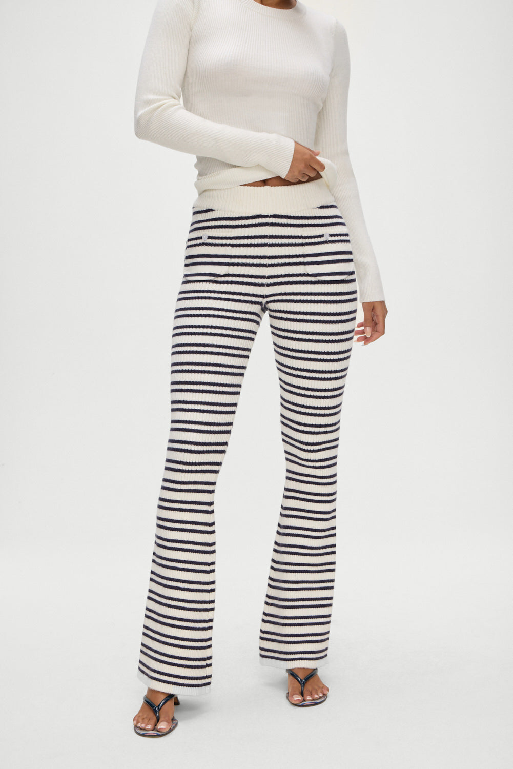 Camden Striped Knit Pants - Starlit Stripe | Comfortable Casual Lounge Pants for Women | Perfect for Home, Yoga & Relaxation