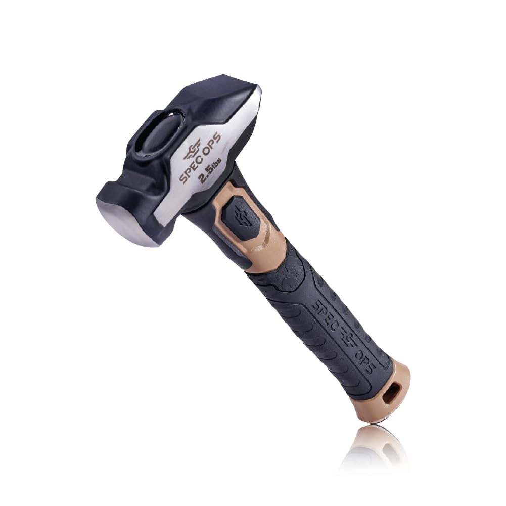 **Spec Ops Tools Blacksmith Hammer – 2.5 lb Sledge Hammer with Bi-Material Shock Absorbing Handle, Vibration Dampening Grip – Supports Veterans (3% Donated) – Ideal for Forging, Metalworking & DIY Projects – Black/Tan**