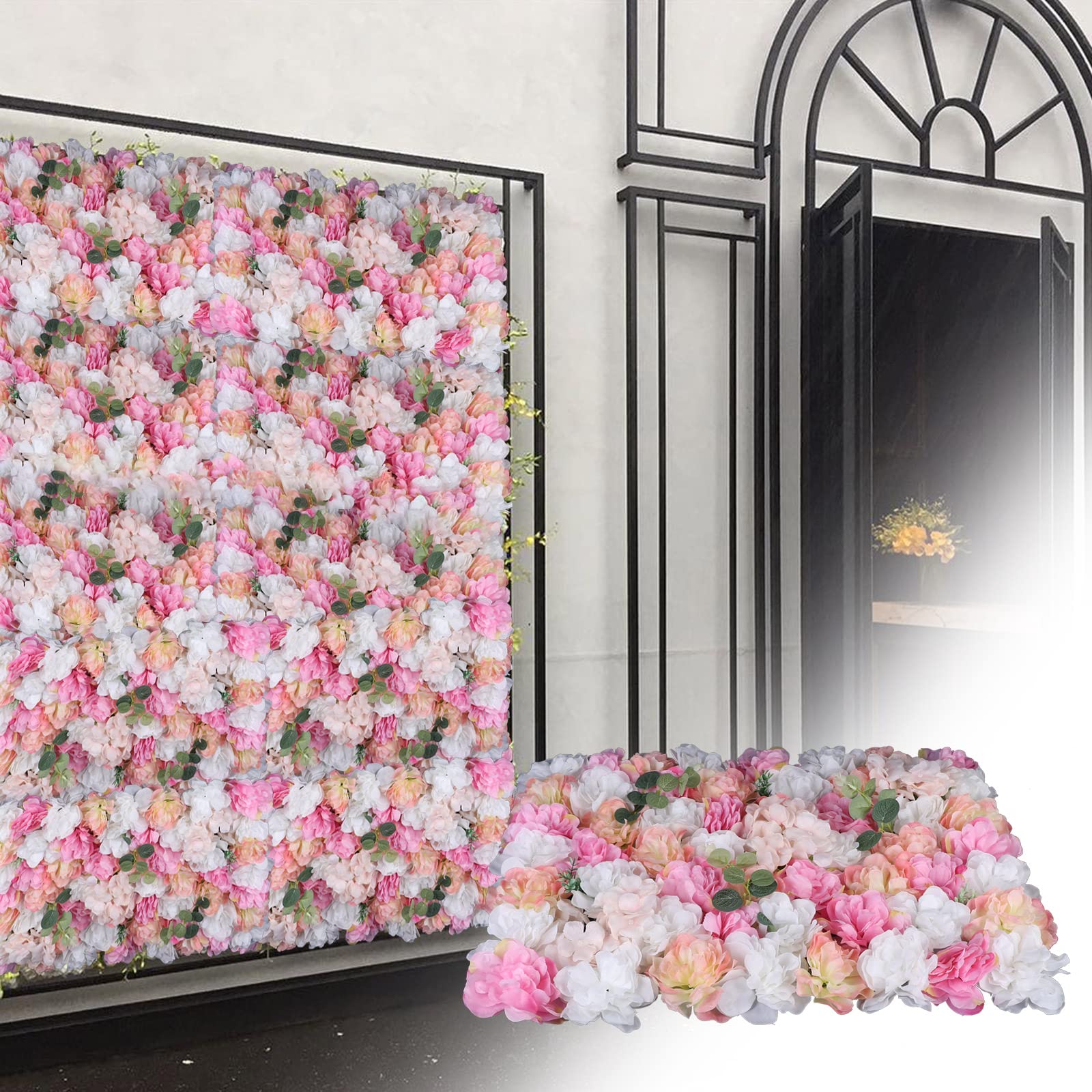 12 Pcs Artificial Silk Rose Flower Wall Panel - Romantic Wedding Backdrop, Party Decor, Floral Bouquet for Home, Garden & Event Decoration