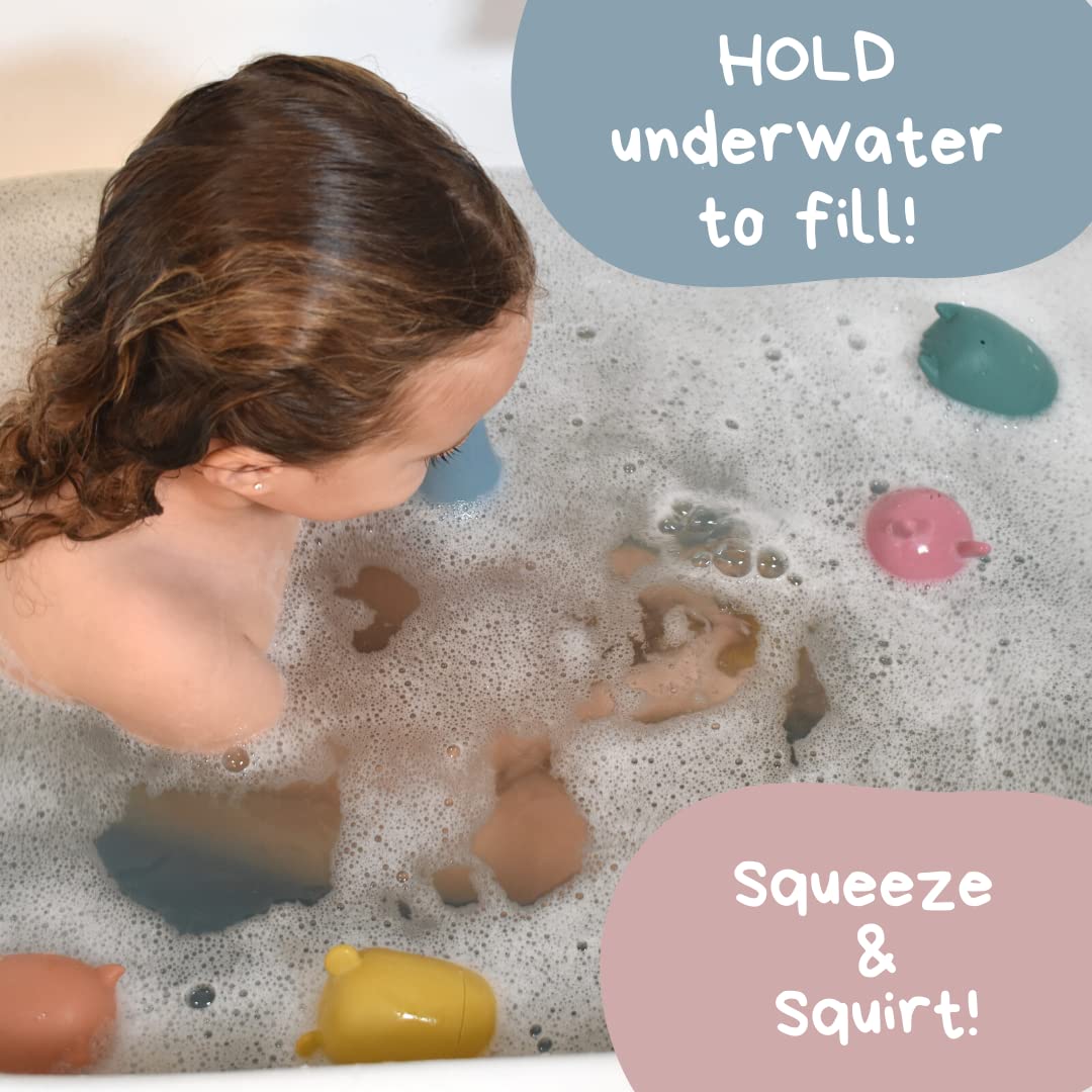Non-Toxic Silicone Bath Toys 4-Pack - Montessori Stackable Cups for Babies | Dishwasher Safe & Easy to Clean | Toddler Bath Time Essentials for Sensory Play & Learning | Perfect for Bathtub Fun, Early Education & Baby Shower Gifts