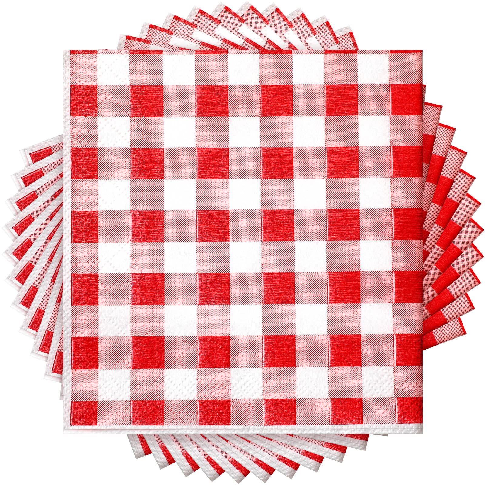 200 Pcs Buffalo Plaid Paper Napkins - Red and White Checkered Disposable Napkins for Kitchen, Farmhouse Decor, Weddings, Easter, Dinner Parties (5.31 x 5.31 Inch) - Perfect for Holiday Tablescapes, Rustic Home Decor & Special Occasions