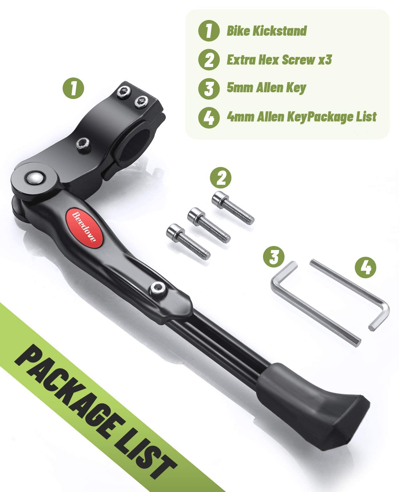 Beedove Adjustable Aluminum Alloy Bike Kickstand for 24